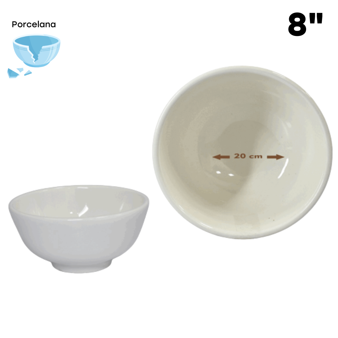 Bowl Redondo de Porcelana Blanco 8" 87679 Selecto