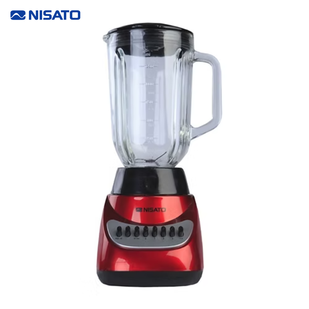 Licuadora Vidrio 1.5L 10 Velocidades 400W Rojo Nisato NLI-410GPN NISATO