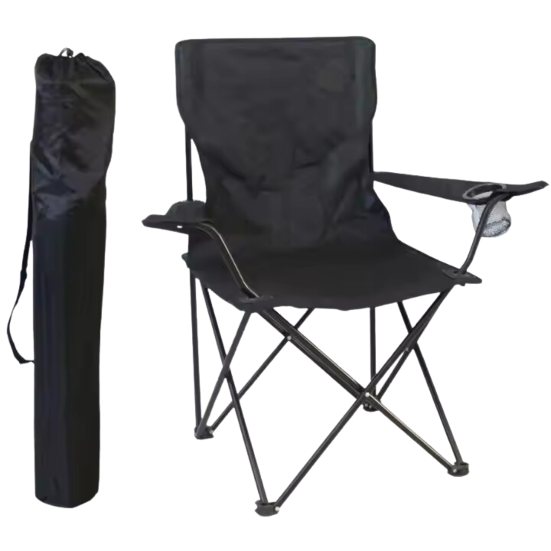 Silla Plegable Playero con Porta Vasos Negro TV-CH08BLK