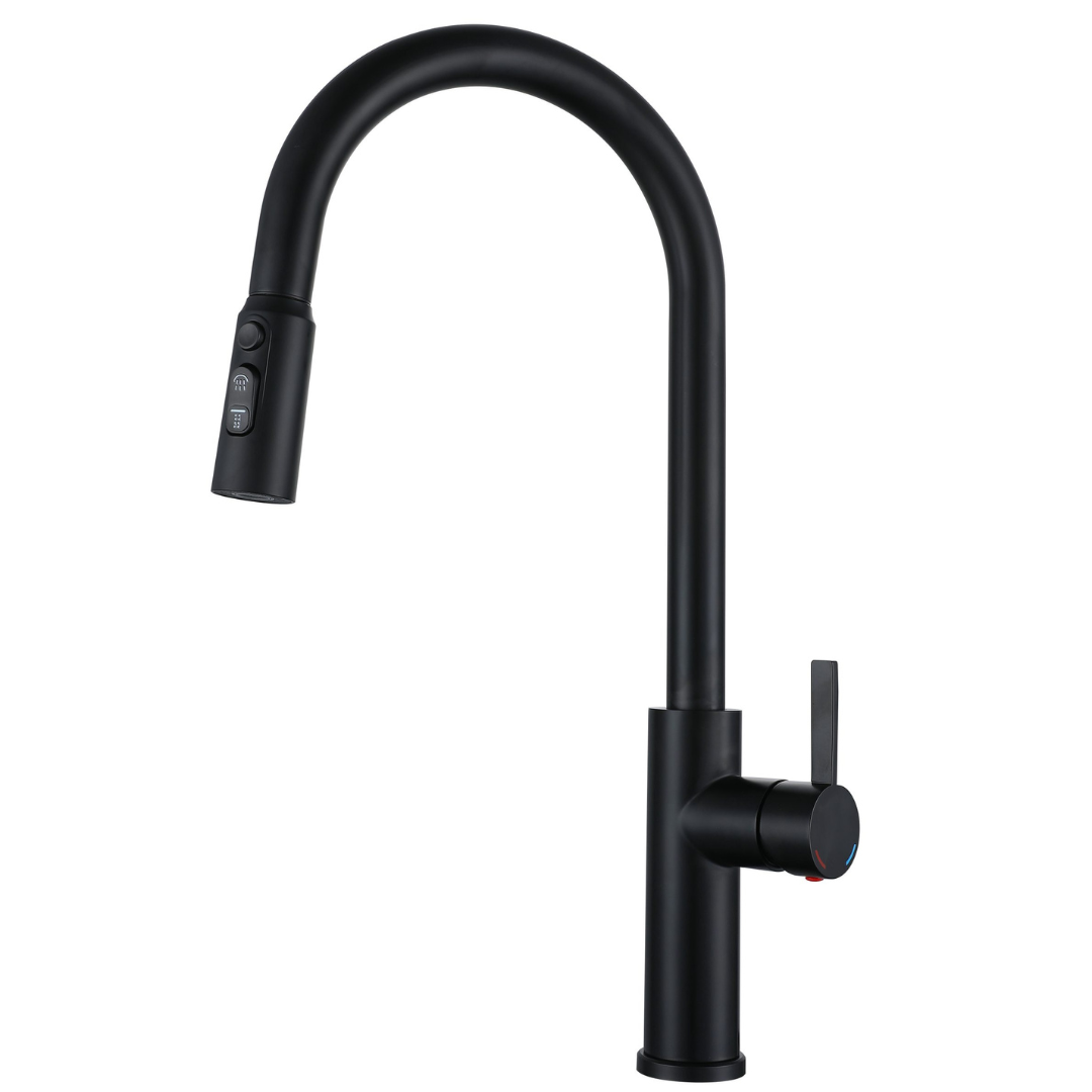 Grifo de Acero Inoxidable Negro GIRONA-B con Manguera Flexible Gasco