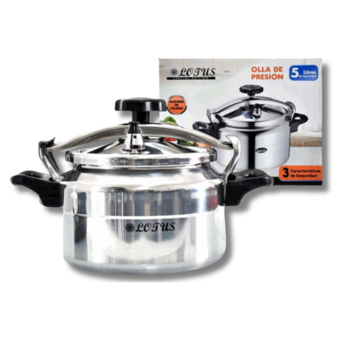 Olla de Presión de Acero Inoxidable con 2 Agarraderos 5 Litros 22cm LT-5LTR-N Lotus LOTUS