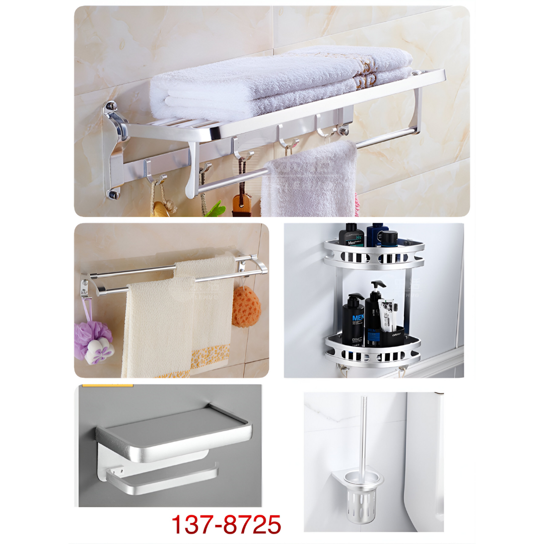 Kit de Organizadores para Baño de Aluminio Plateado 8725S Selecto