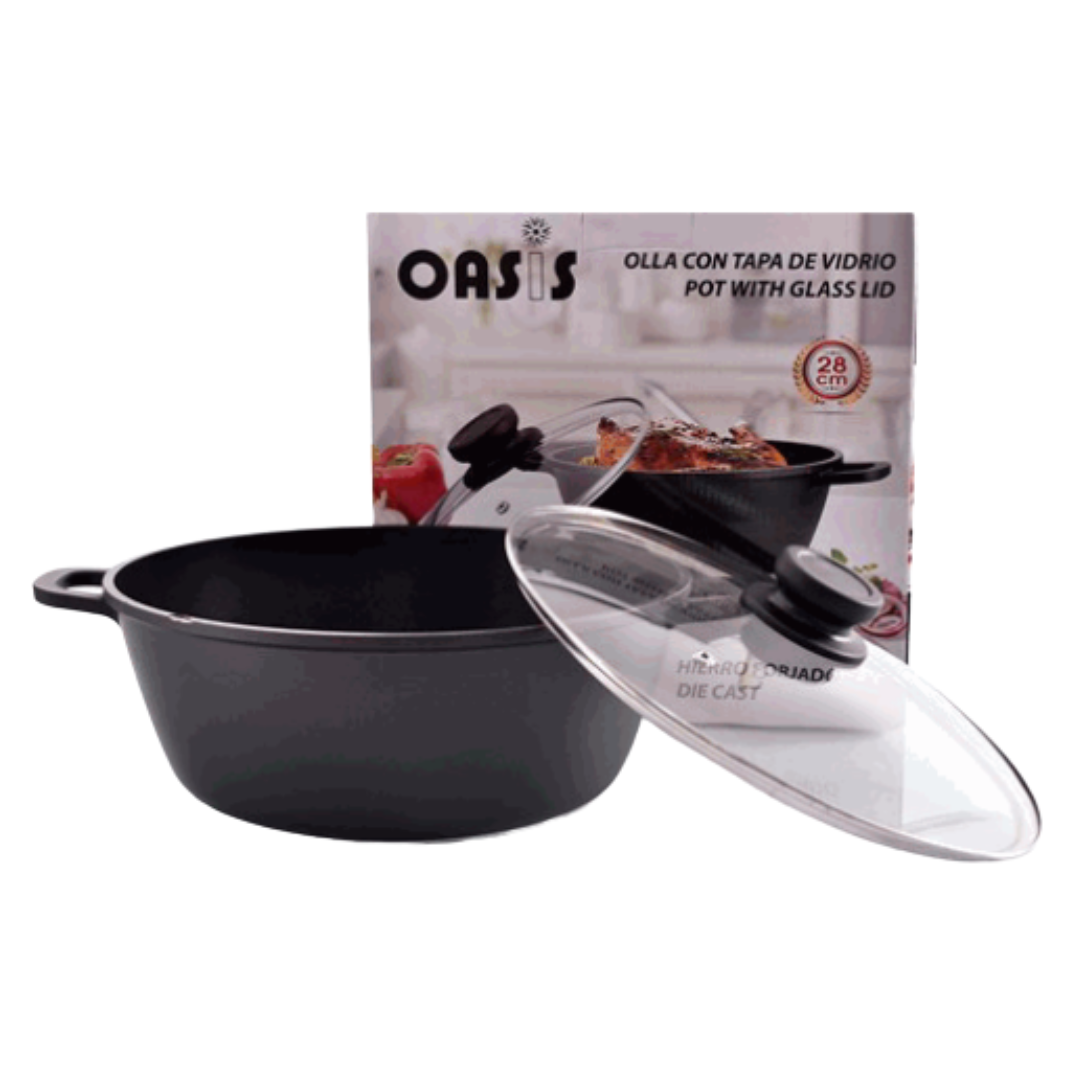 Olla con Tapa de Vidrio 28cm Oasis OS-88328
