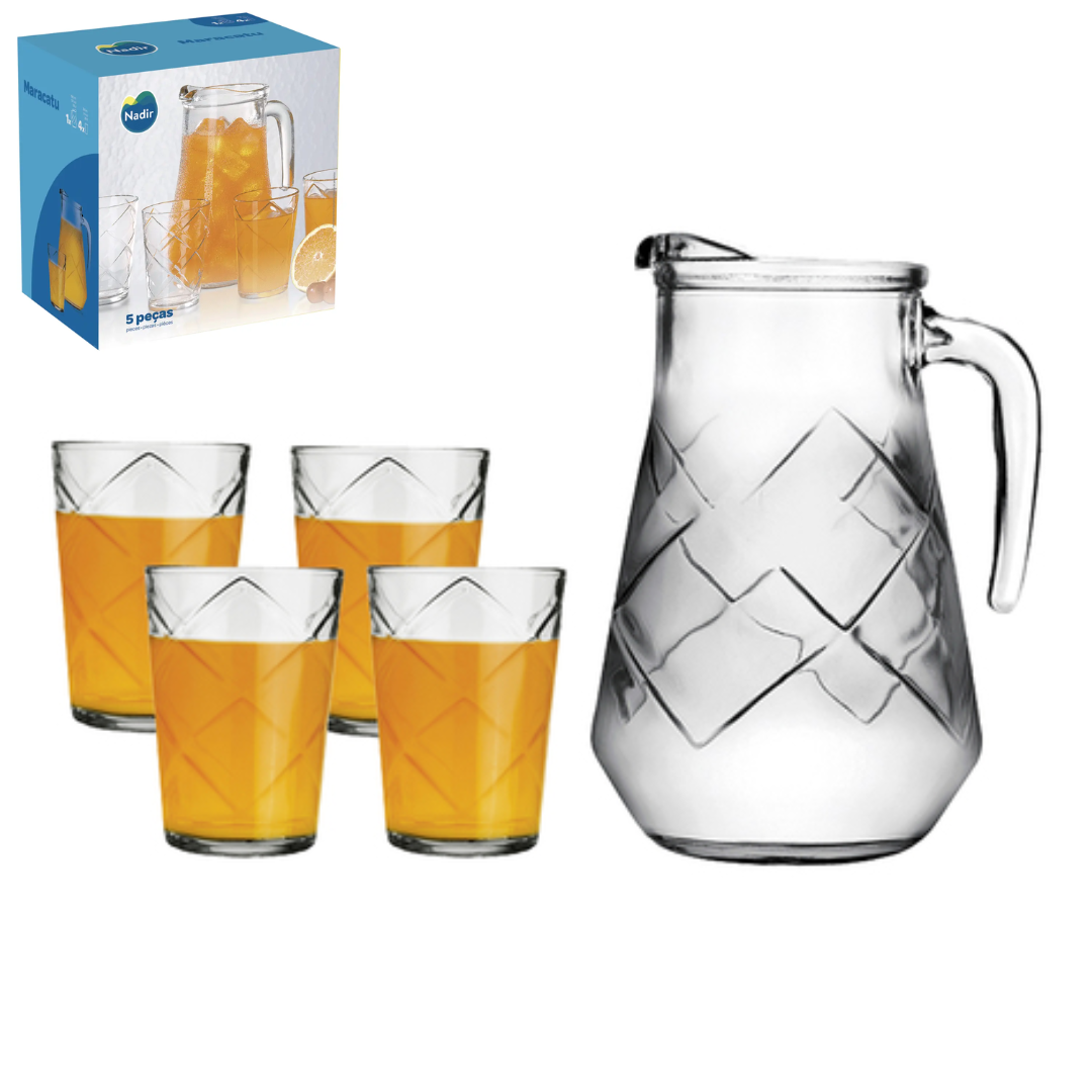 Set de Jarra 1/2oz + 4 Vasos 9oz de Vidrio Nadir 13180200785733 Nadir