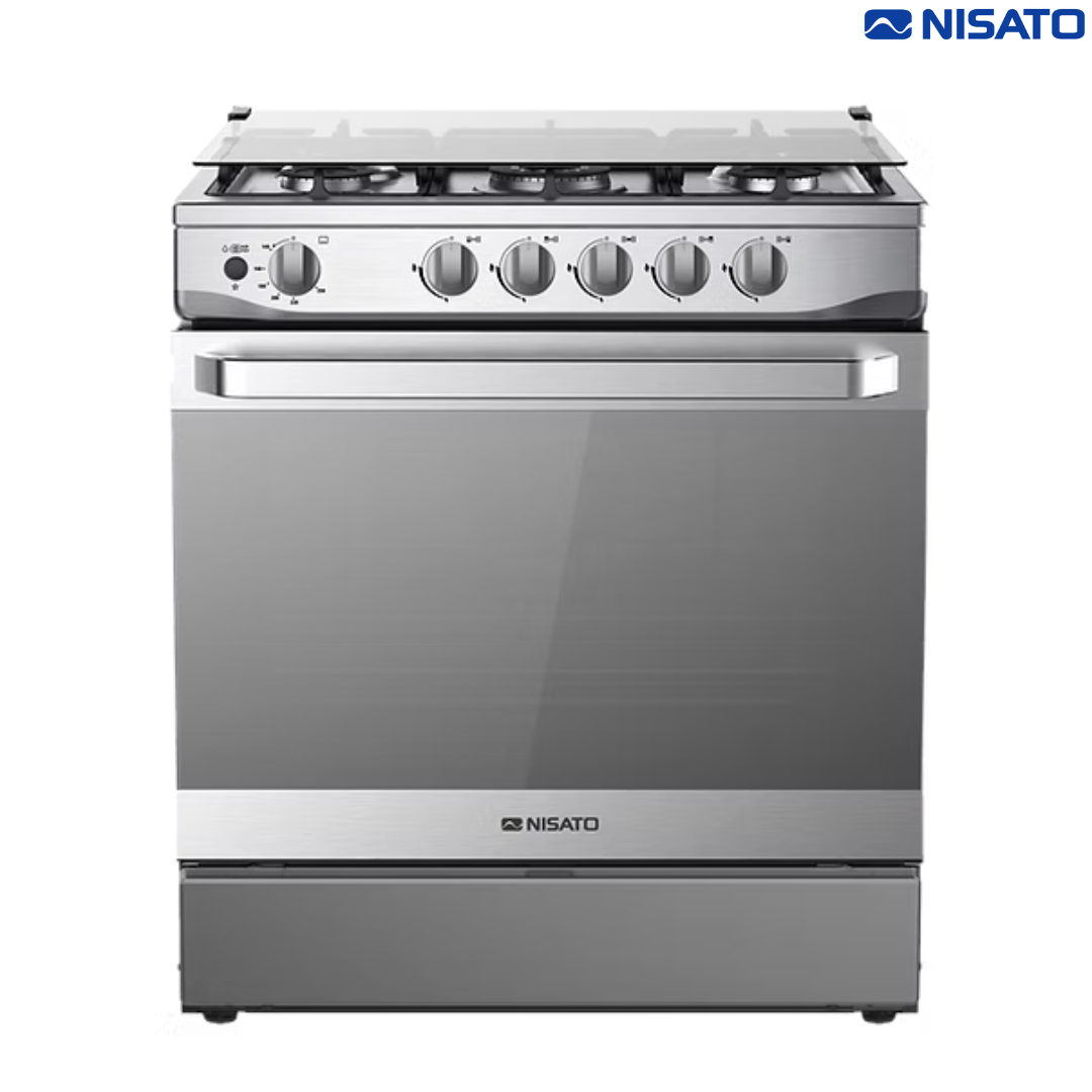 Estufa con Horno de 30" de Acero Inoxidable de 5 Quemadores a Gas Twist con Tecnología Air Fryer Nisato NEP-7764AFSDM