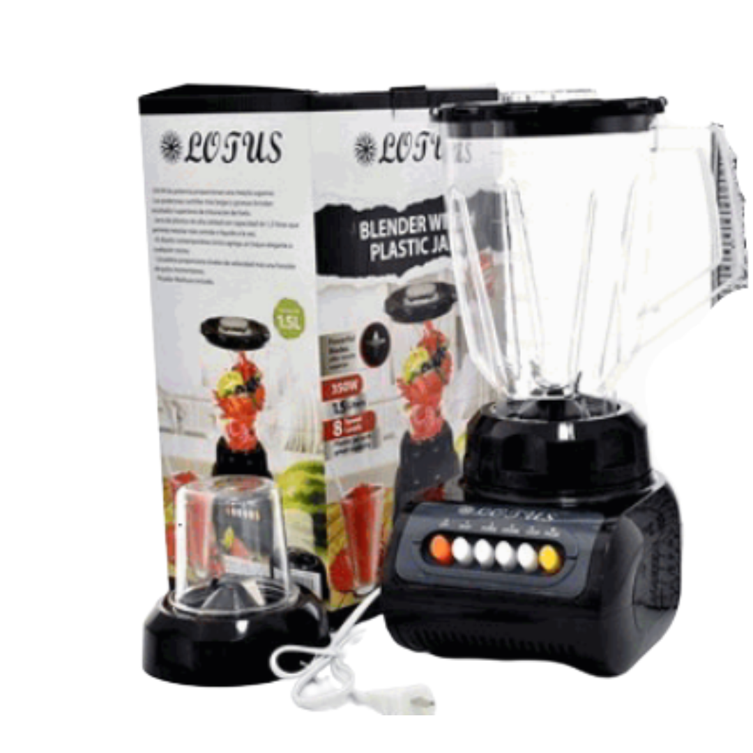 Licuadora 2en1 con Jarra de Plástico 1.5L 8 Velocidades Lotus LT-999BLK
