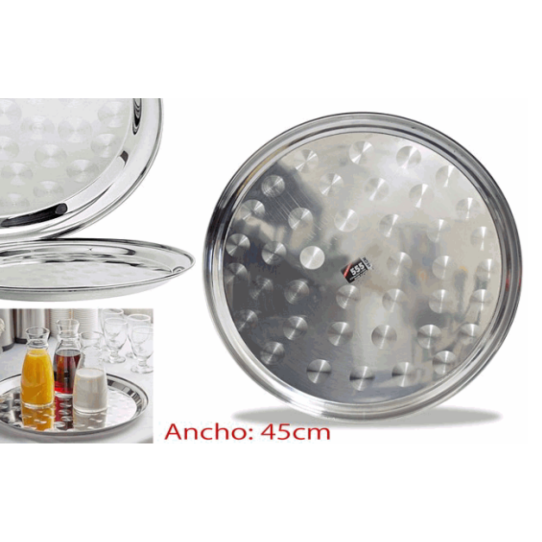 Bandeja Redondo de 45cm en Acero Inoxidable 555 MI-4048