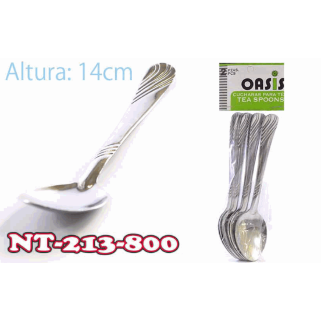 Paquete de 12 Cucharas para Té de Acero Inoxidable Oasis NT-213-800 OASIS