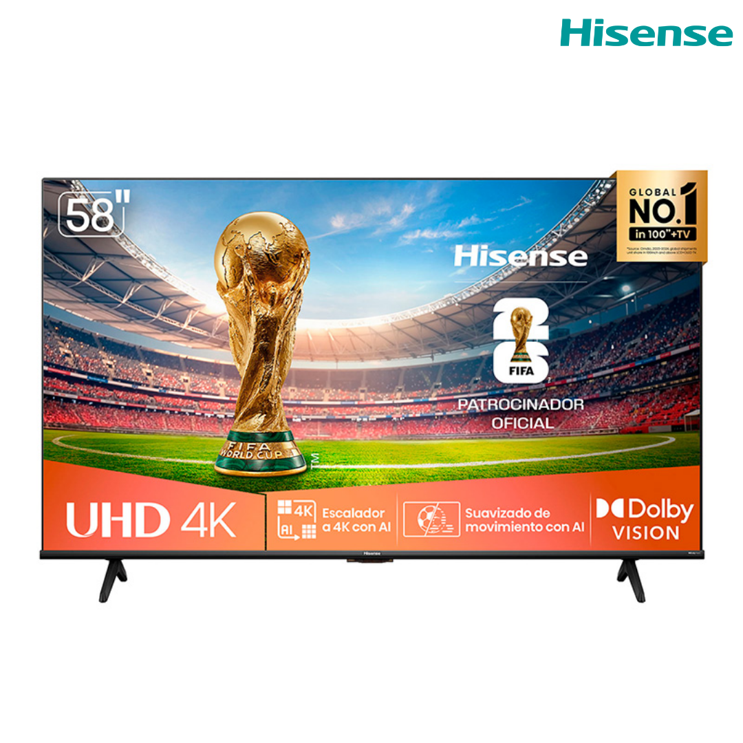 Televisor LED 58" Smart TV UHD 4K VIDAA Hisense 58A6NV Televisión.