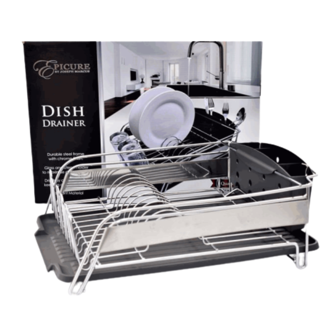 Escurridor de Metal Plateado Con Base Plástico EP-DR03