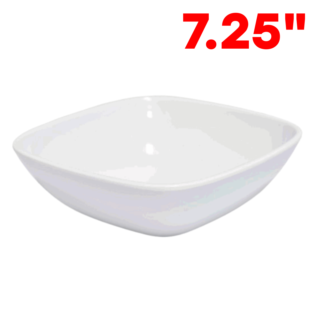 Plato Cuadrado de Melamina Blanco 7.25" 18x6cm BG-32024-7-25W