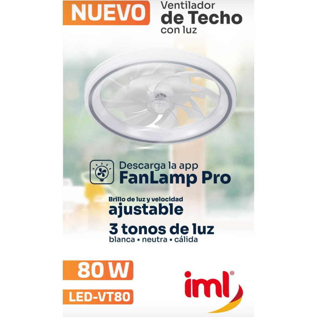 Ventilador de Techo con Luz 80W IML LED-VT80 Abanico de techo. IML