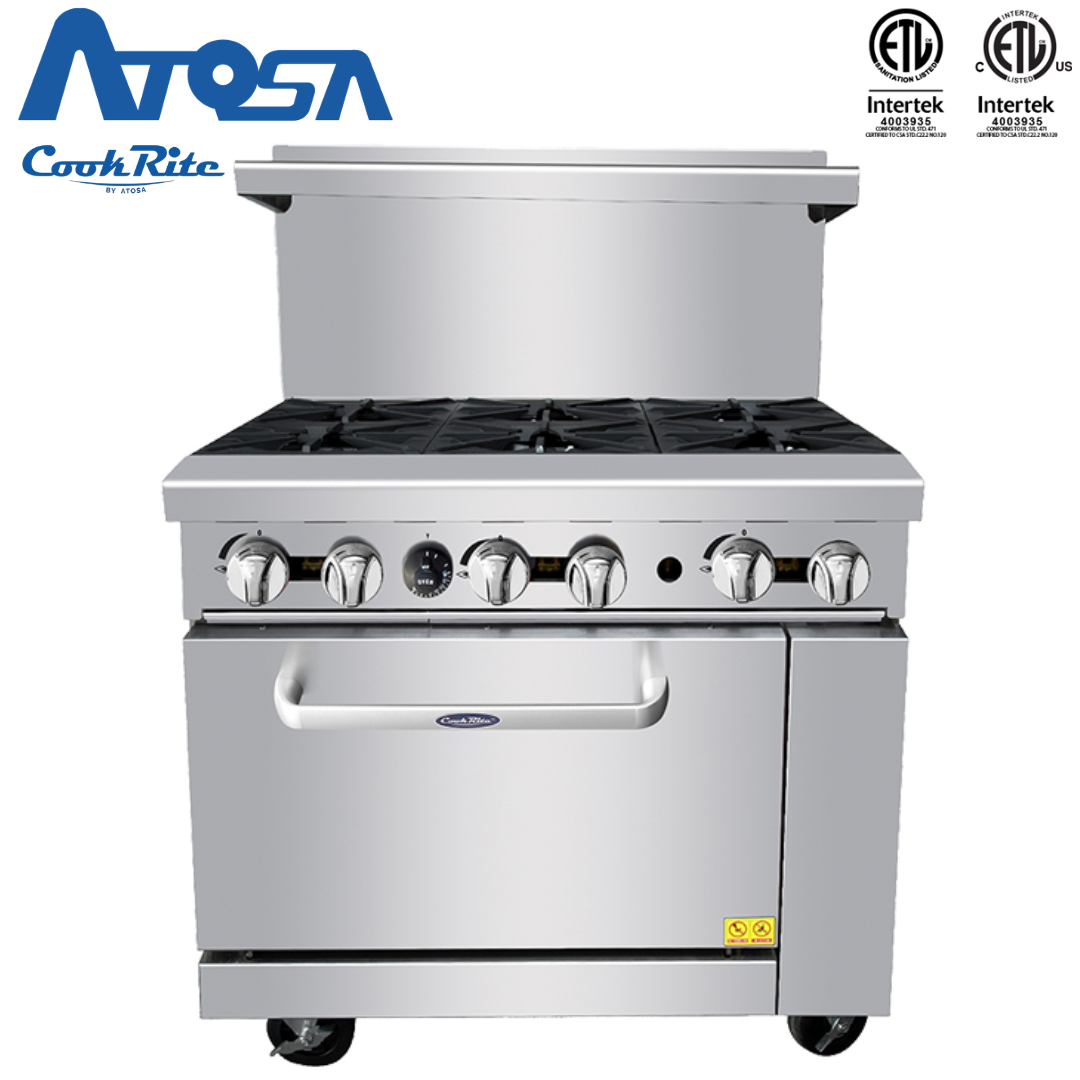 (PP) Estufa con Horno a Gas de 6 Quemadores 36" de Acero Inoxidable Atosa ATO-6B