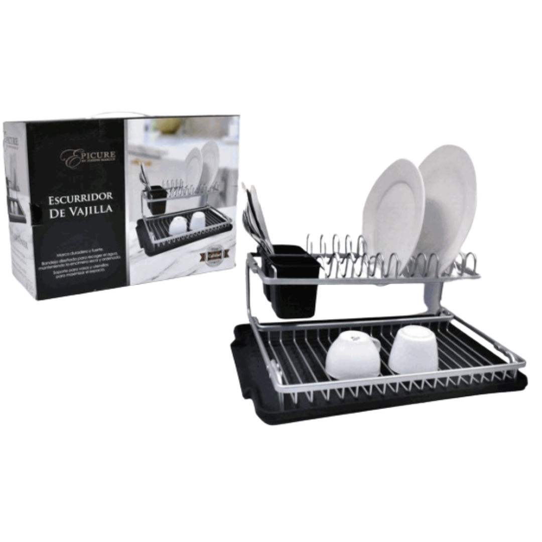 Escurridor de Metal Plateado Con Base Plástico EP-DR04 Selecto