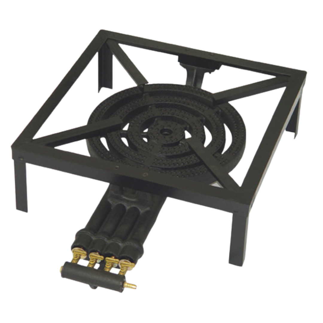 Estufa de 4 Llaves de Hierro Fundido Negro a Gas para Mesa Tres B QH-V4B Tres B