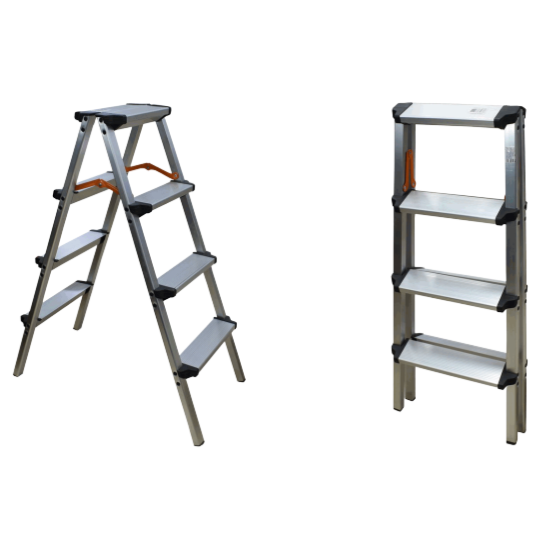 Escalera de Aluminio Plegable 4 Escalones Doble Lado 88268