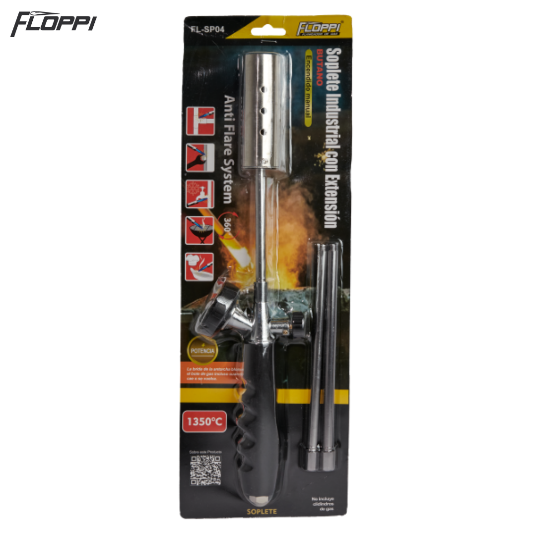 Soplete Industrial Floppi FL-SP04 con Extensiones – Gas Butano hasta 1350°C
