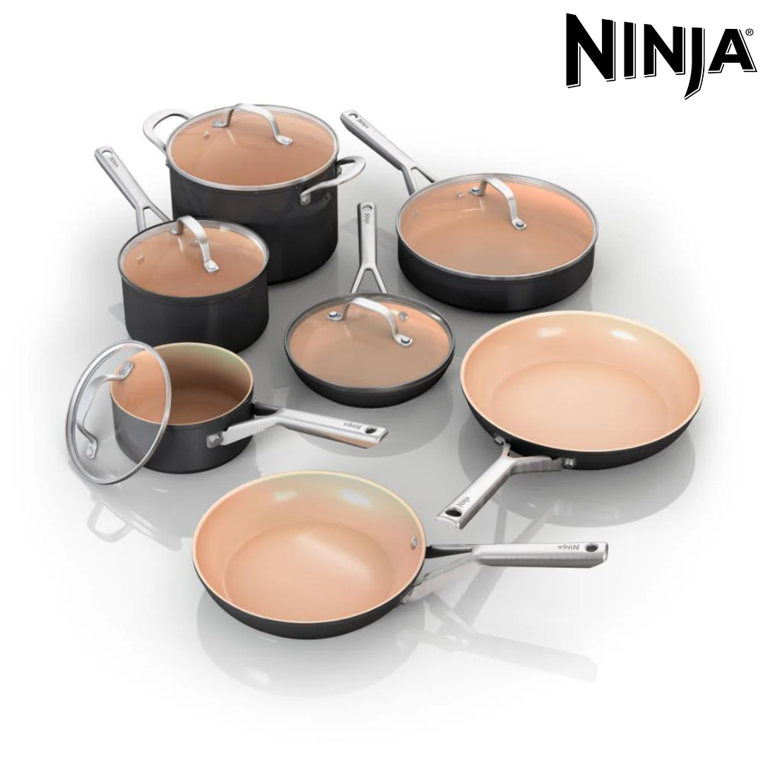 Juego de Ollas y Sartenes 12 Piezas Antiadherente de Cerámica Libre de PTFE CeramicLock Ninja NINJA