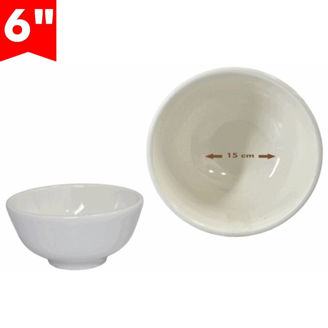 Bowl de Cerámica Blanca 6" 87677 Plato. Selecto