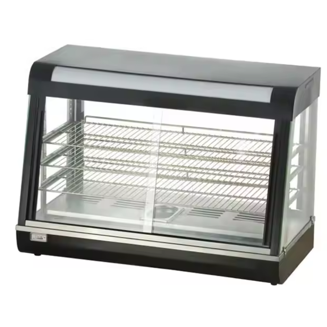 Vitrina Calentadora de Lujo Negro 90cm de Doble Apertura HW-60-2 Selecto