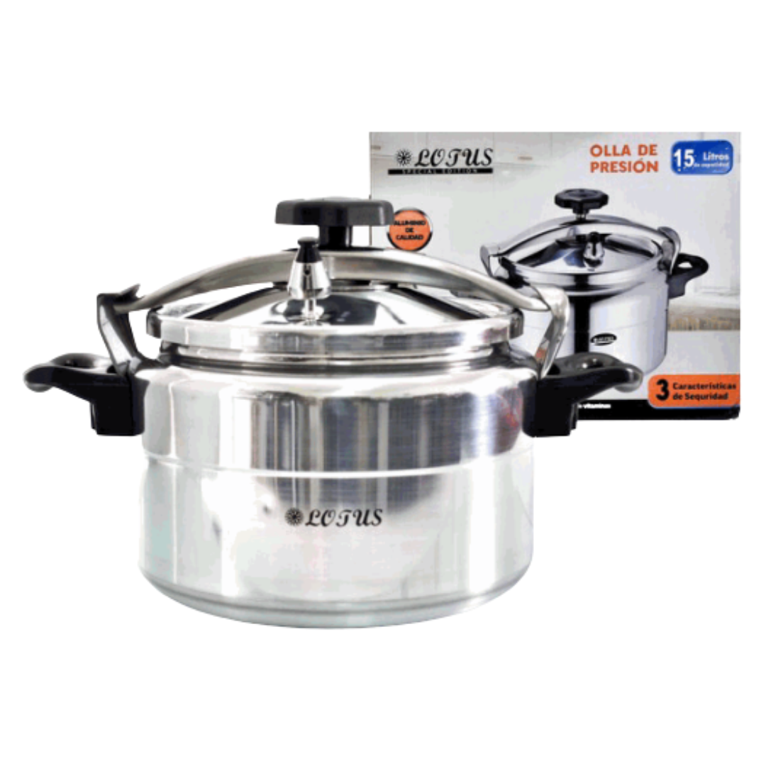 Olla de Presión de Acero Inoxidable con 2 Agarraderos 15 Litros LT-15LTR-N Lotus