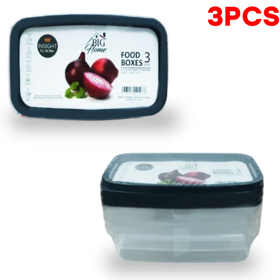 Set 3 Envases con Tapa Plástico 0.7L/23.7oz BG-TLT-010 Selecto