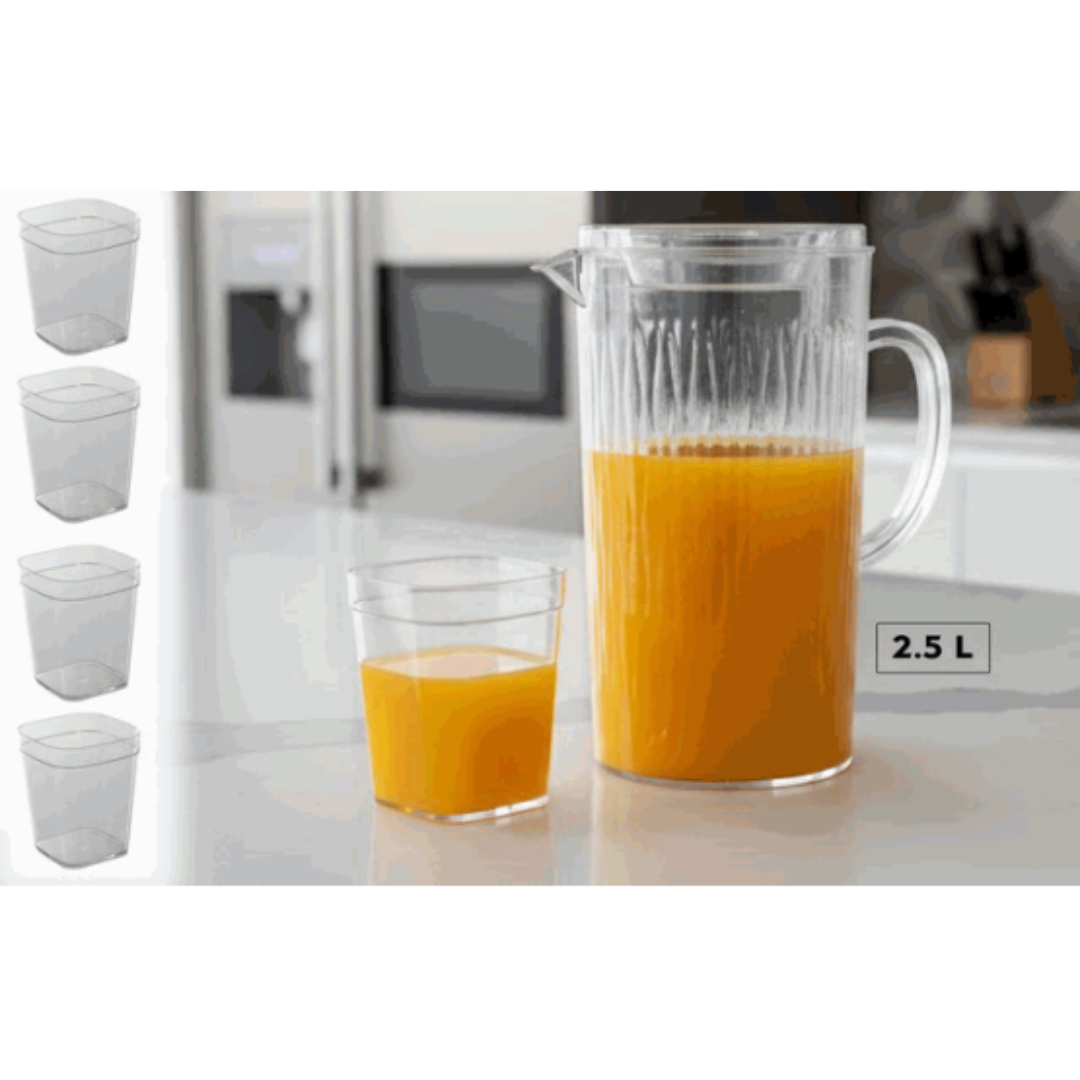 Jarra 2.5L +4 Vasos Plástico 89732 Selecto