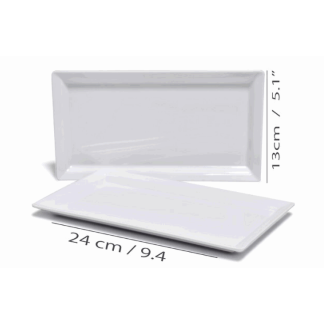Plato de Melamina Blanco Rectangular 24x13cm BG-162-9-W