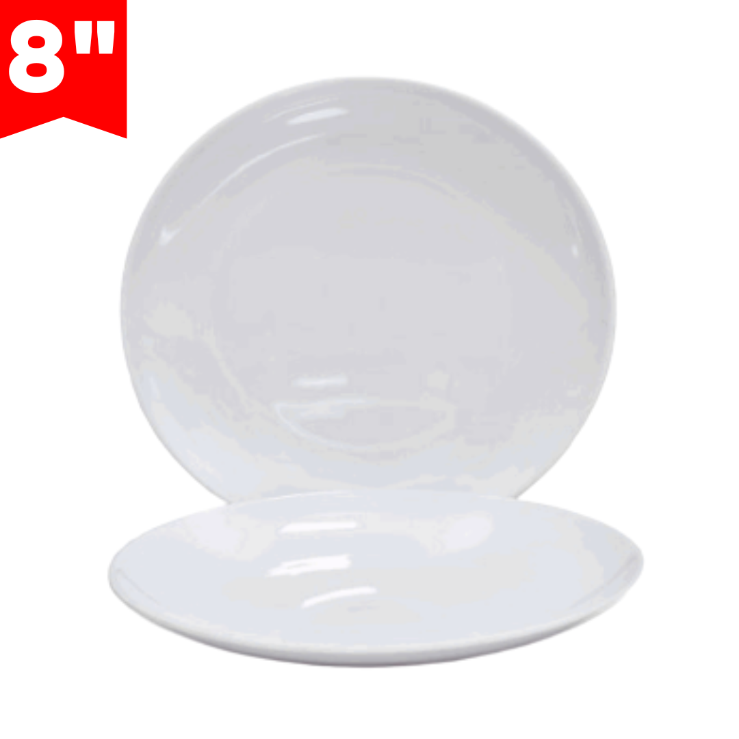Plato de Melamina Blanco Redondo 8" BG-33006-8W