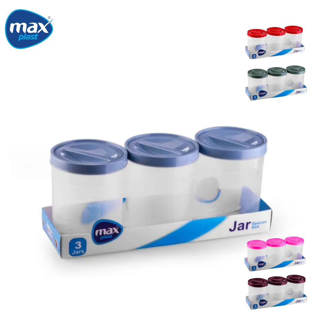 Set 3 Envases Plásticos 1230ml Libre de PBA Max Plast MAX-1626 Max Plast