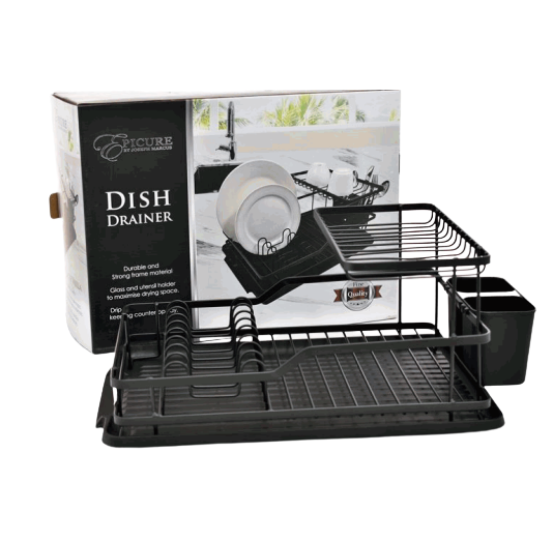 Escurridor de Metal Negro Con Base Plástico EP-DR01 Selecto