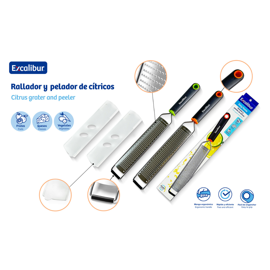 Rallador y Pelador de Cítricos Excalibur en Acero Inoxidable | Zester Multifunción | A151-PS0003