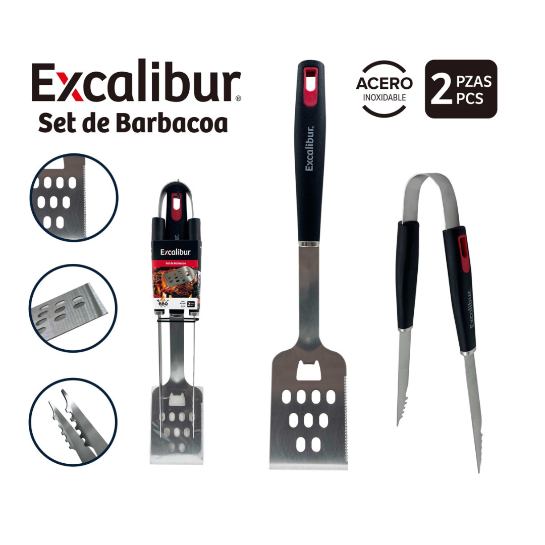 Set 2 Piezas para Barbacoa Acero Inoxidable Excalibur EX-BQ02S EXCALIBUR