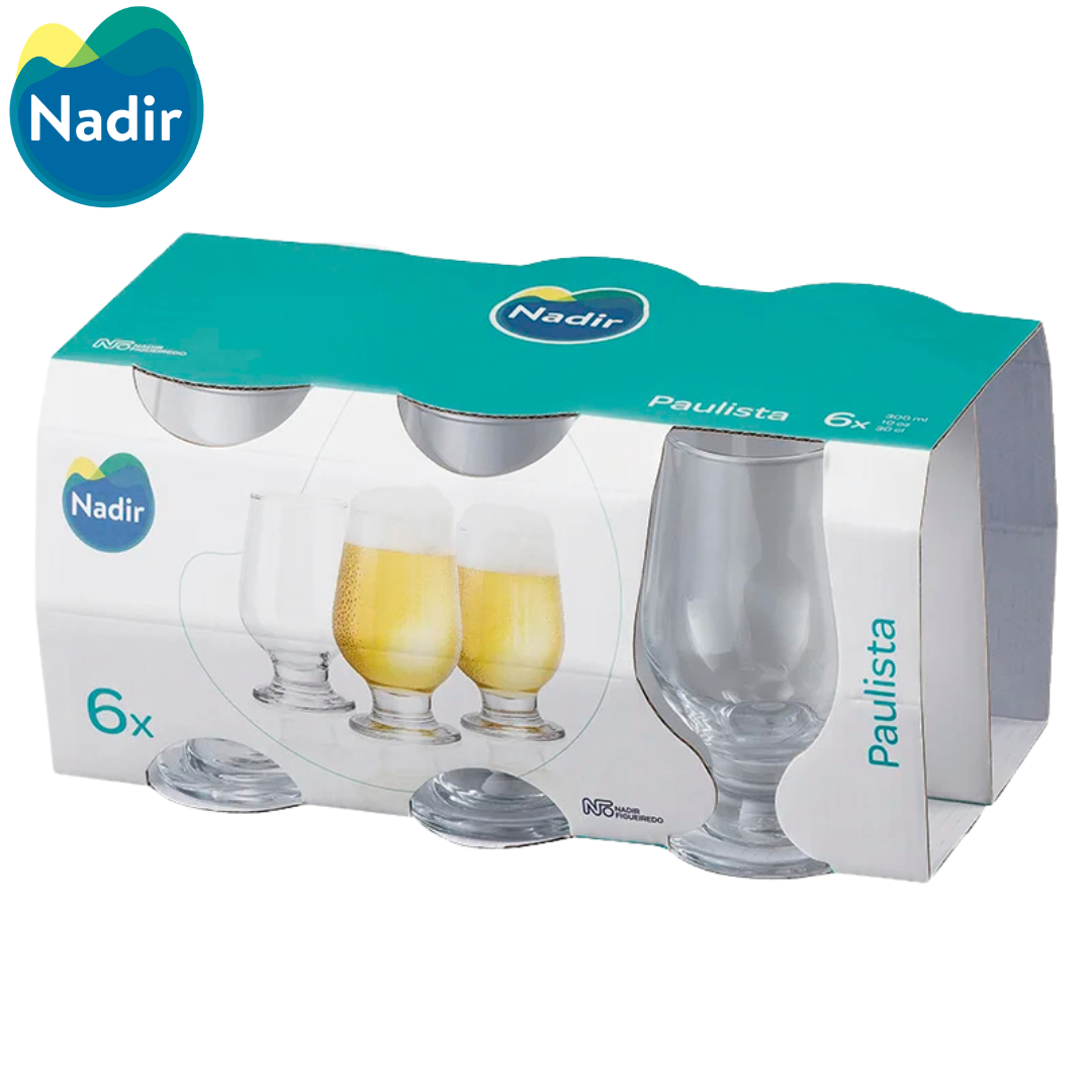Set 6 Vasos de Vidrio 300ml para Cervezas Nadir 77020200773337