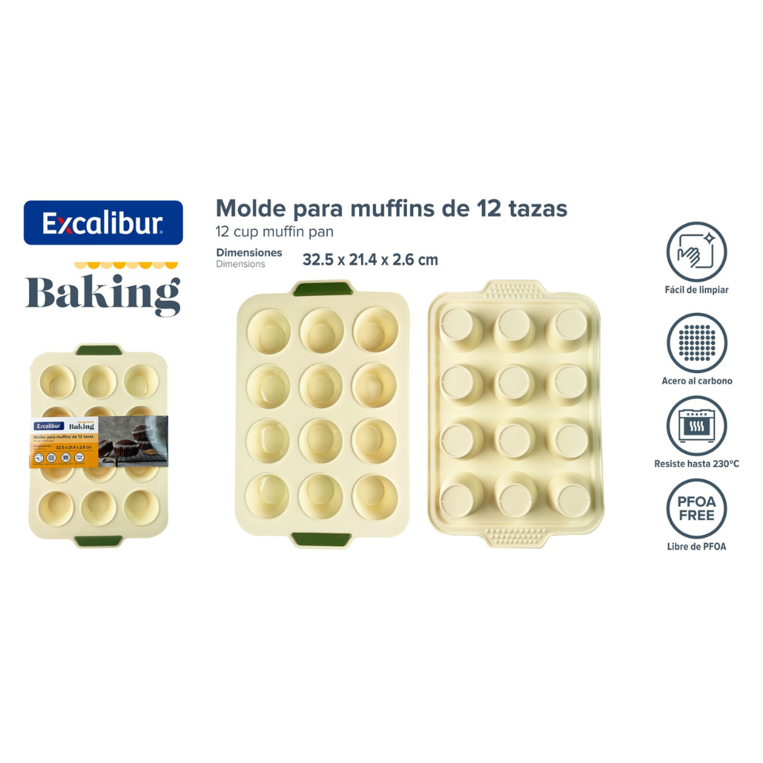 Molde de Cupcakes 12 Capacidades de Silicon Excalibur A164-CMS-MP05
