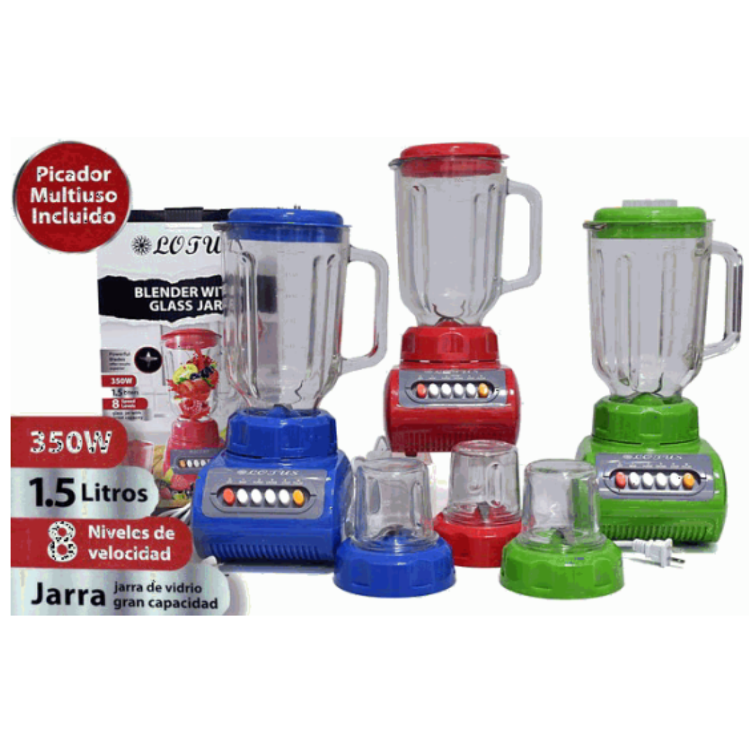 Licuadora + Procesador de Alimento Jarra de Vidrio 1.5L 350W Lotus LT-655CS