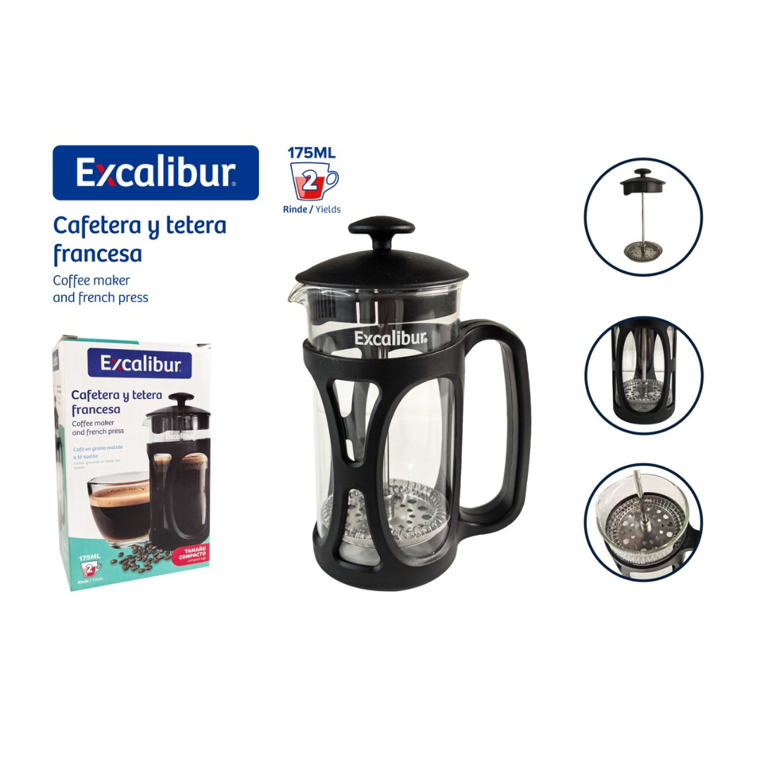 (LLEGANDO 20 DE DIC) Cafetera de Prensa Francesa 175ml Excalibur EX-TPP604