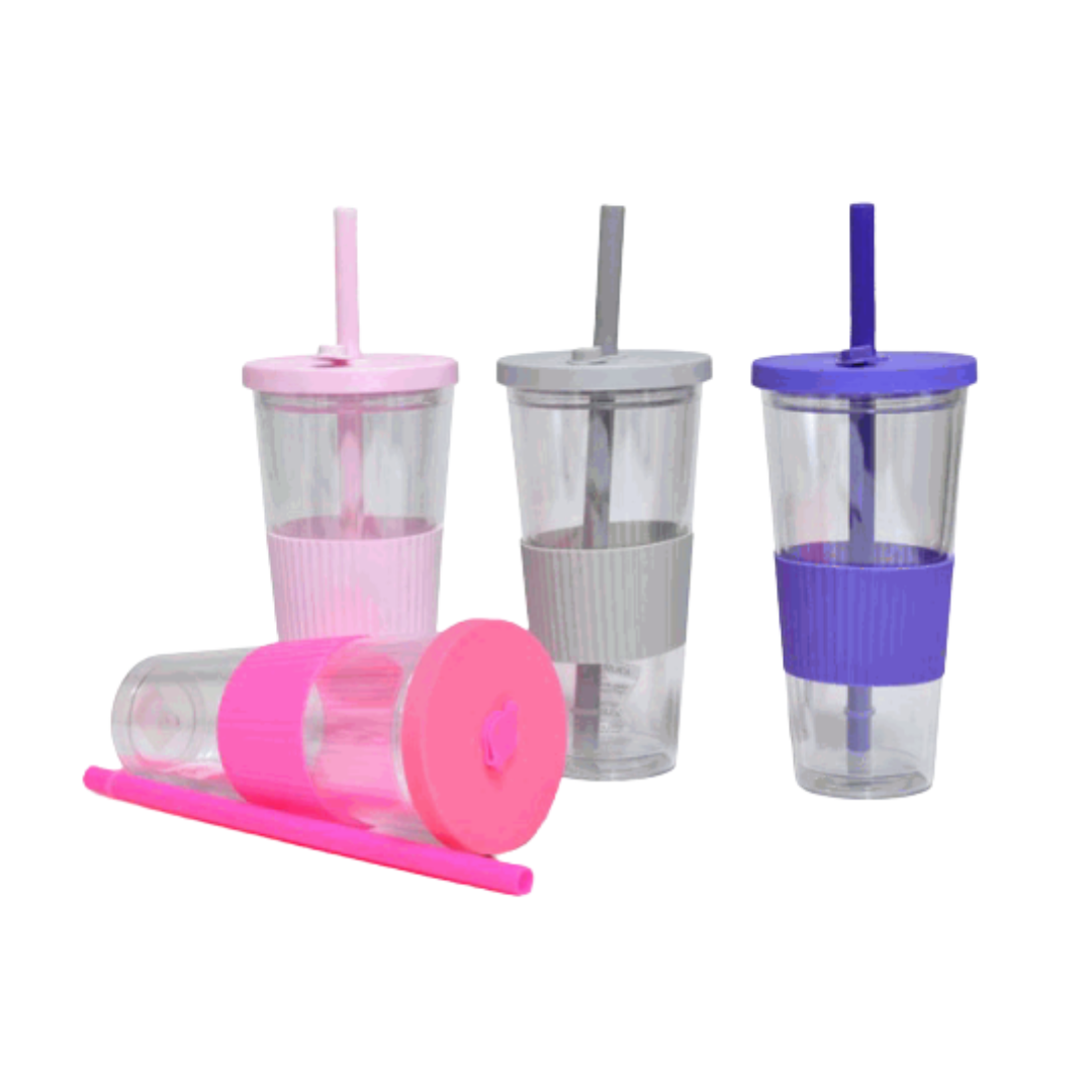 Vaso con Carrizo Plástico 650ml SV-ST-704 Selecto