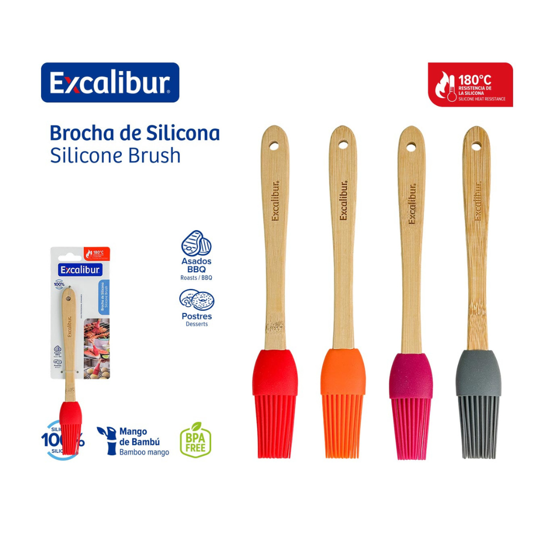 Brocha de Silicona Excalibur con Mango de Bambú | Resistente hasta 180 °C | A151-KT2105