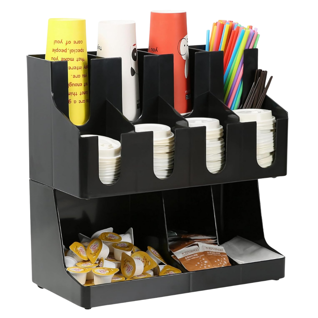 Organizador de Vasos de 2 Niveles Plástico Negro HVB-B40012