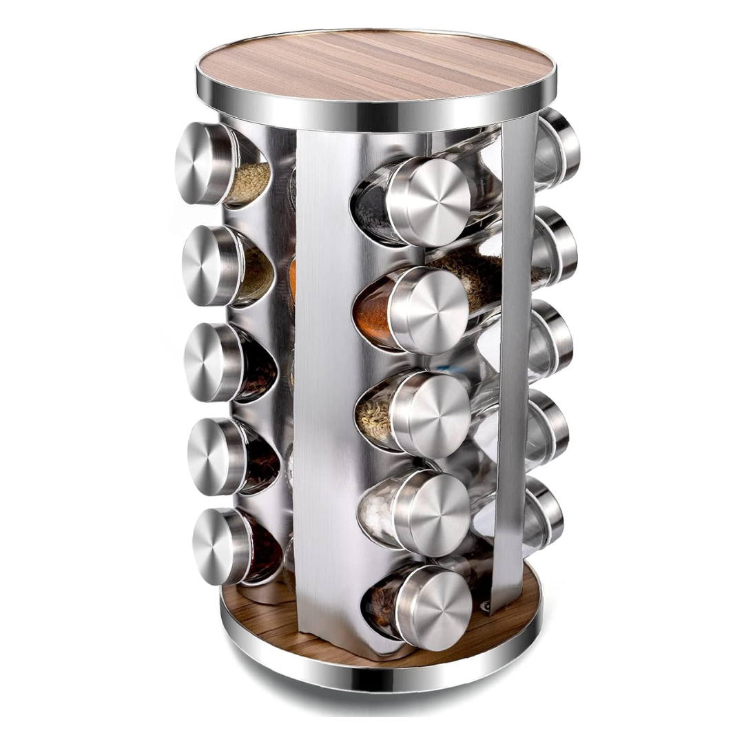 Set 20 Condimenteros de Vidrio con Base Giratorio NVO-0224 Selecto