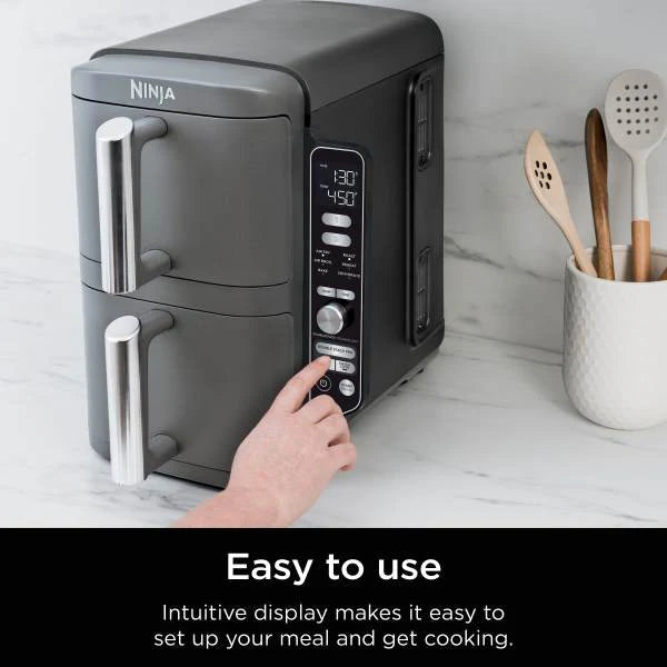 Freidora De Aire XL, 6 En 1 Ninja Double Stack. Air Fryer SL401 Doble De 9.5 Lt Antiadherente, Con Revestimiento De Cerámica. Ninja SL401 NINJA