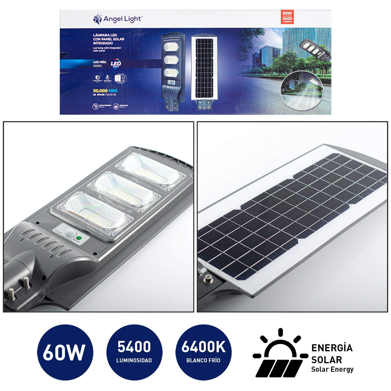 Lámpara LED Solar Angel Light 60W con Panel Solar Integrado | ST60-034