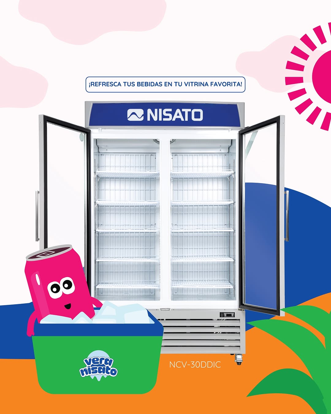 Vitrina Congelador Doble Puerta 30P3/800L Nisato NCV-30DDIC Congelador Vertical.