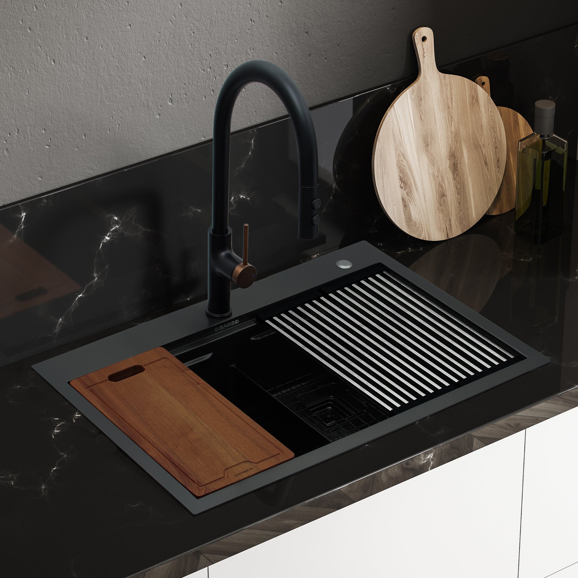 Fregador de 2 Tinas de Acero Inoxidable Negro Mate River-G Gasco GASCO