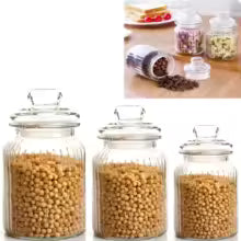 Frasco de Vidrio Hermético con Tapa | Recipiente de Vidrio Transparente para Cocina, Despensa y Decoración Envase. FSK10052