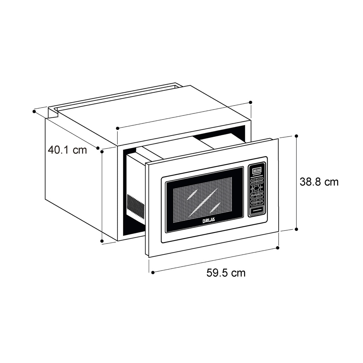 (POR PEDIDO) Horno Microonda Empotrable Sorrento 25L Black Drija