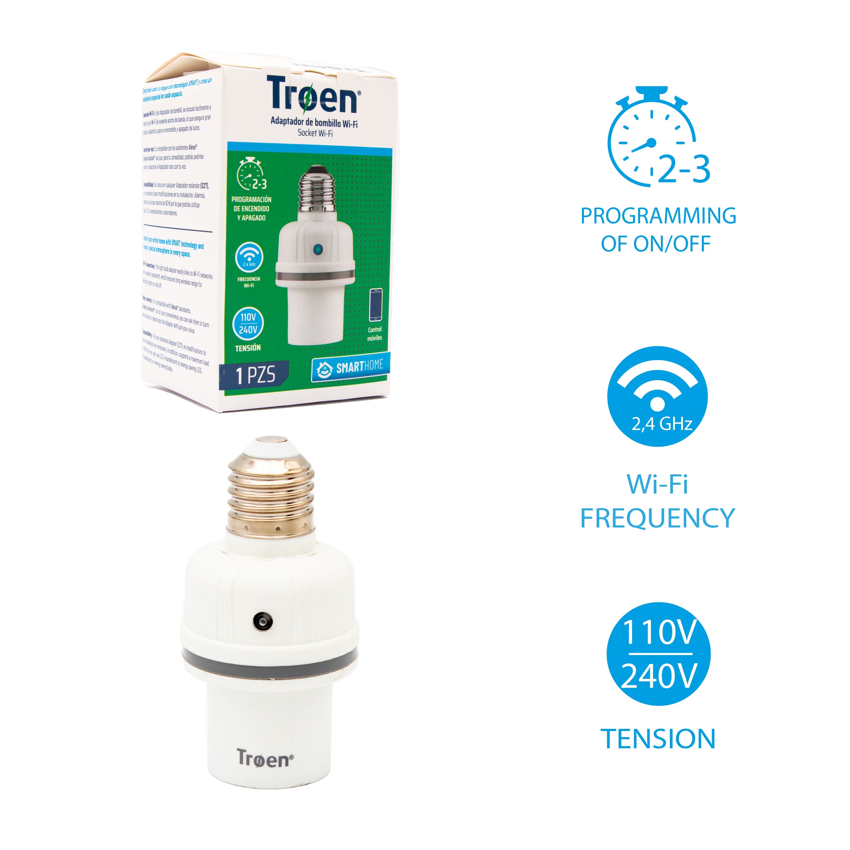 Roseta para Bombillo Inteligente con Wifi TROEN TR-MH631 TROEN