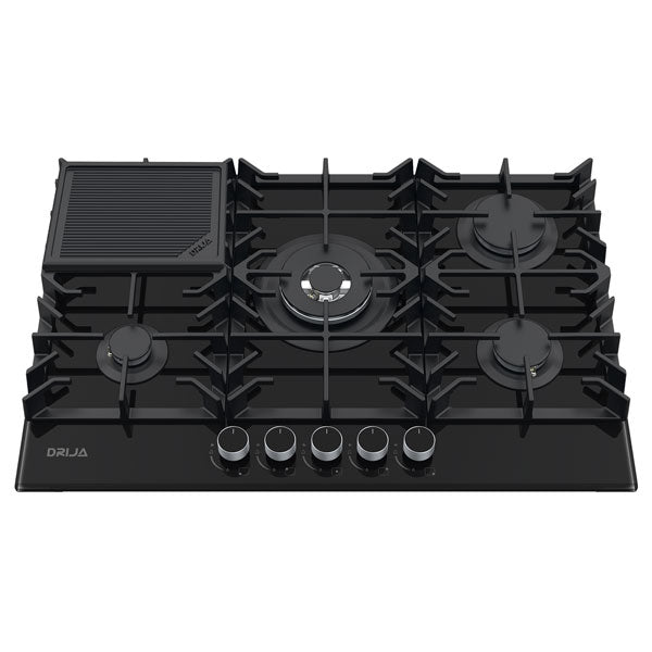 Estufa Empotrable 30" 5 Quemadores a Gas Vidrio Templado Vitrocerámica Negro Toscana 76 PRO-B Drija
