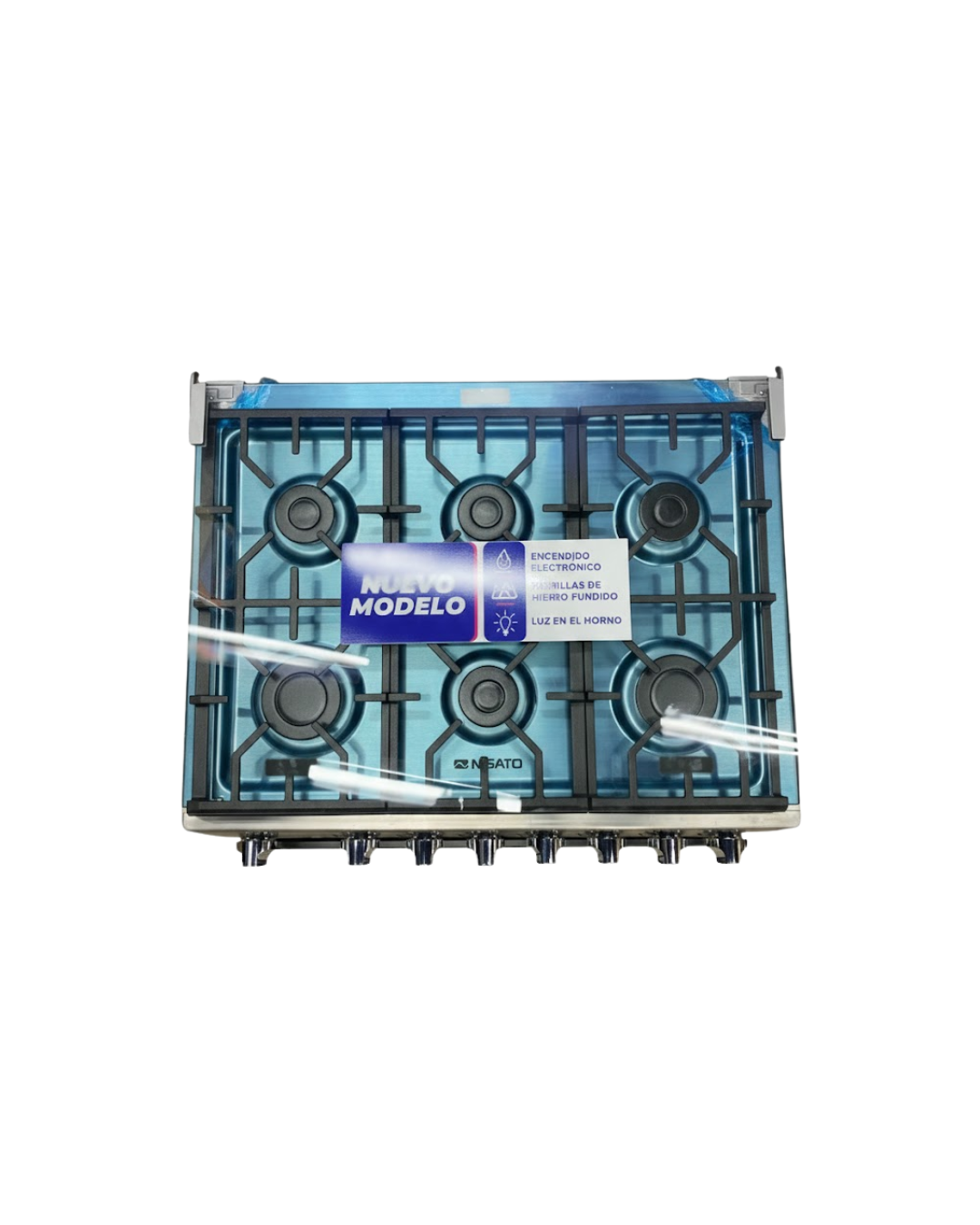 Estufa con Horno de 6 Quemadores 30" a Gas Acero Inoxidable Parrillas Hierro Fundido Nisato Modelo Nuevo NE-7774TVDM NISATO